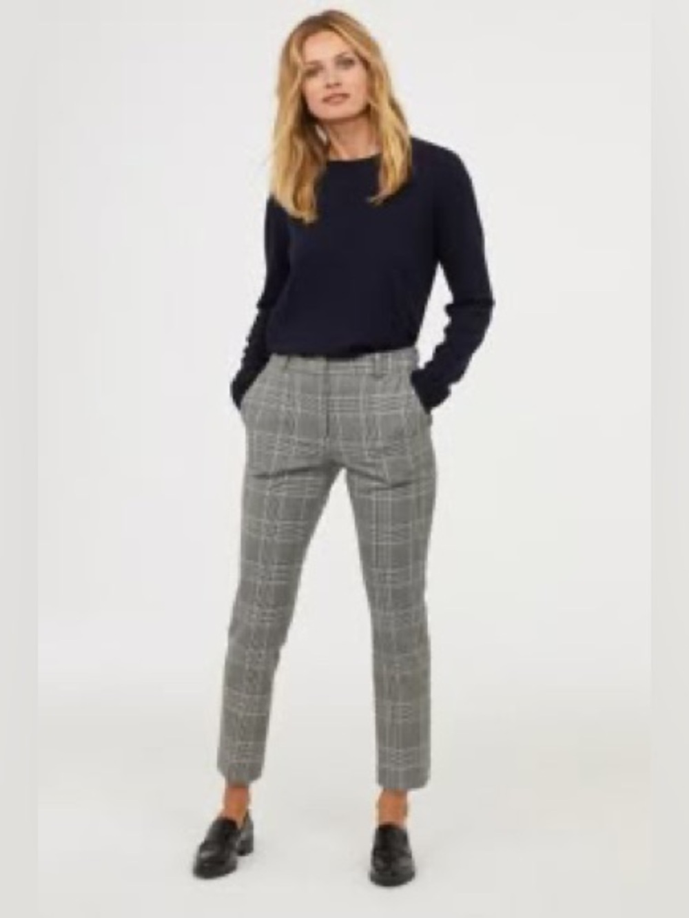 H&M Gray Plaid Ankle Women's Pants